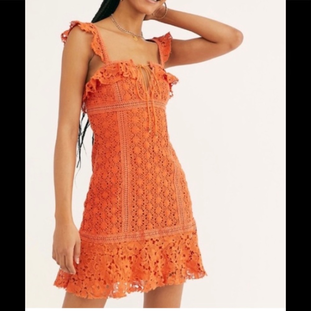 Free People Cross My Heart crochet mini dress